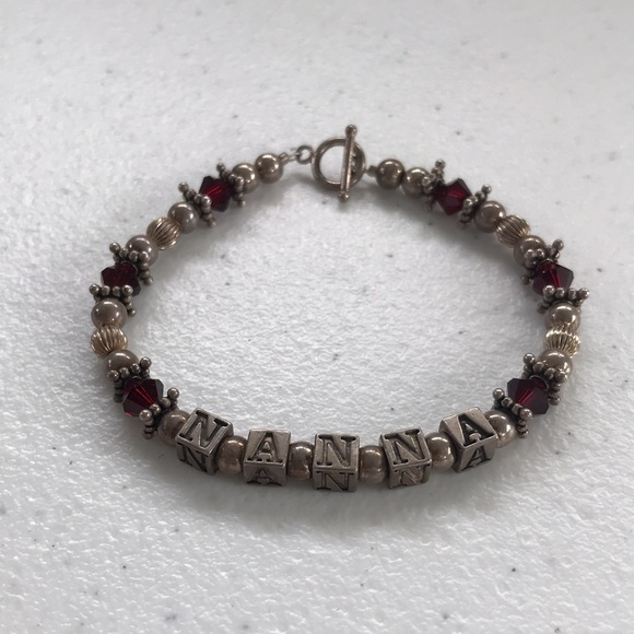 Vintage Sterling and Bead “Nanna” Bracelet - Picture 2 of 7